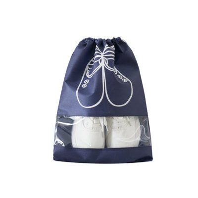 Reusable non woven drawstring shoe bag with PVC window