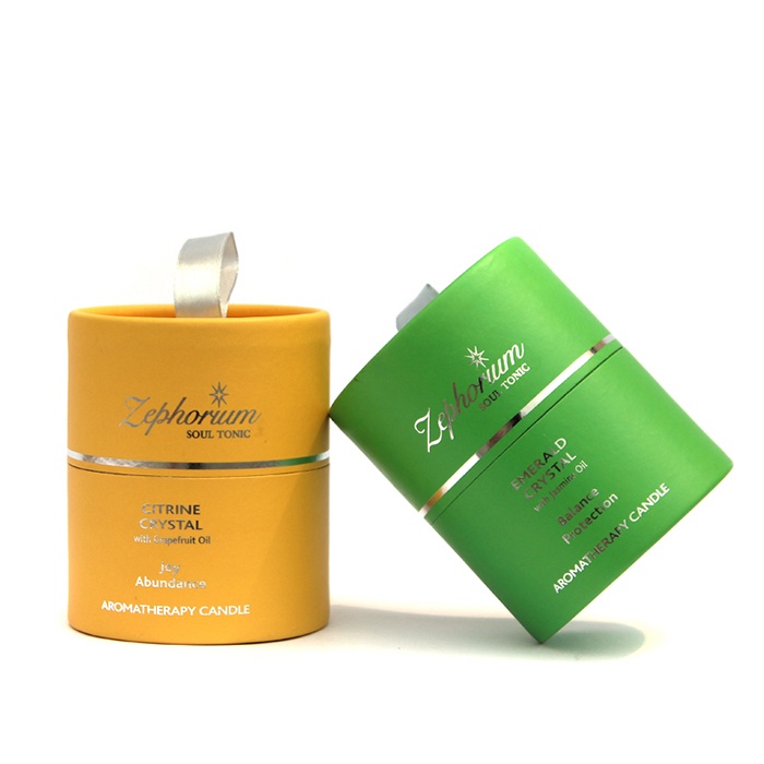 Luxury cardboard cylinder candle box with ribbon handle Luxury cardboard cylinder candle box with ribbon handle