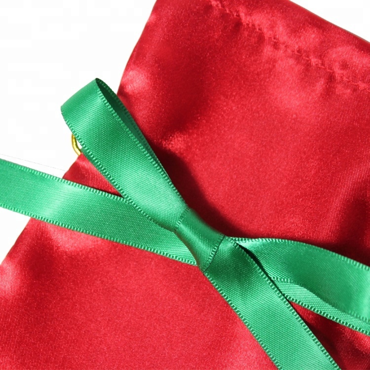 Satin bowknot custom christmas felt drawstring bag Satin bowknot custom christmas felt drawstring bag