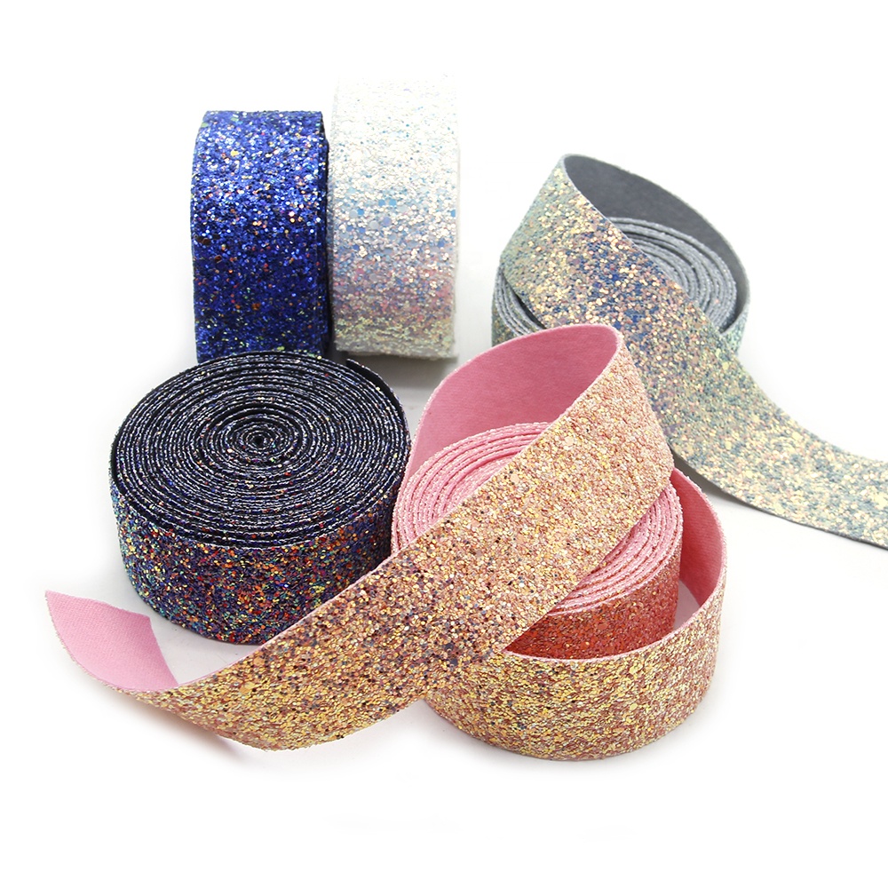 Shiny chunky sequin glitter leather fabric ribbon Shiny chunky sequin glitter leather fabric ribbon