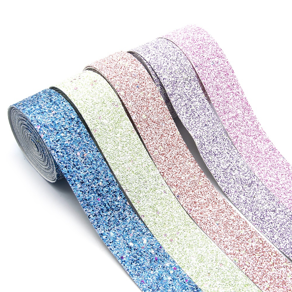 Shiny chunky sequin glitter leather fabric ribbon Shiny chunky sequin glitter leather fabric ribbon