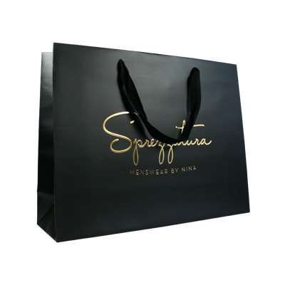 Shopping paper bag with rope handles for clothing packaging Shopping paper bag with rope handles for clothing packaging