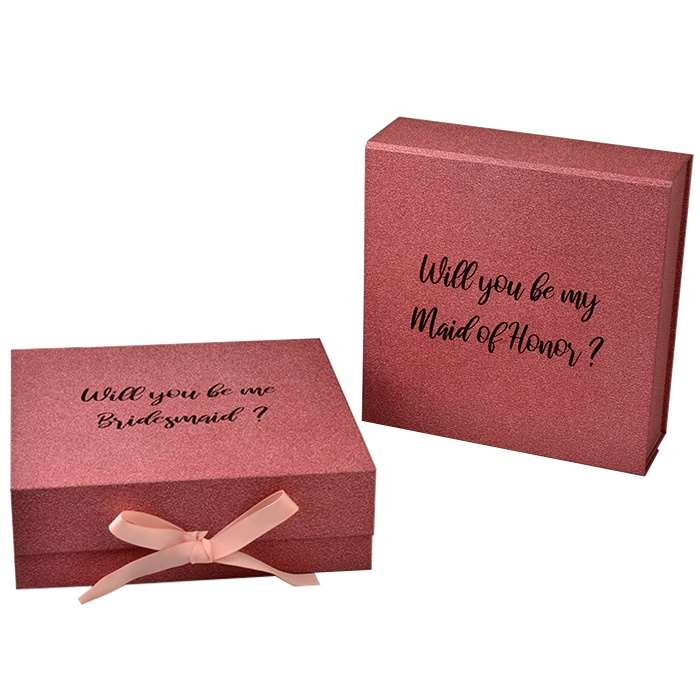 Glitter paper packaging folding box with ribbon closure Glitter paper packaging box for shoe clothing wig hair cosmetic printed square folding paper gift custom cardboard boxes