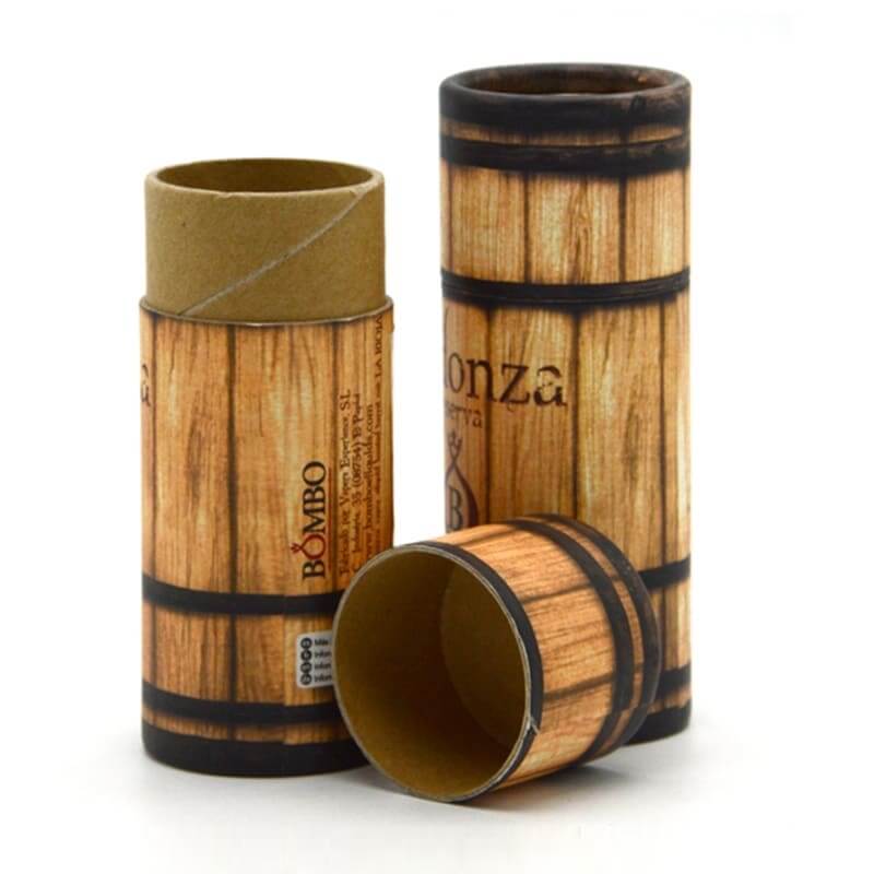 Wine cylindrical packaging boxes with wood grain printing Wine cylindrical packaging boxes with wood grain printing