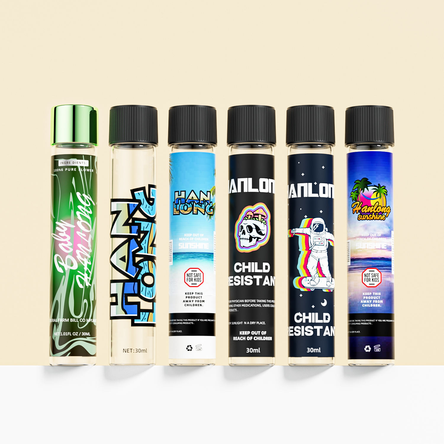 Child-Resistant PP Pop Top Plastic Tubes 109mm Custom Logo