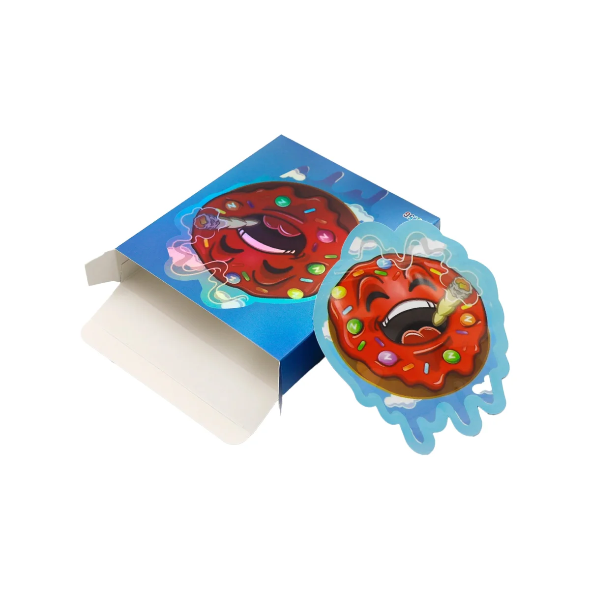 Red Frosted Donut Design Die-Cut Mylar Zipper Bag Red Frosted Donut Design Die-Cut Mylar Zipper Bag