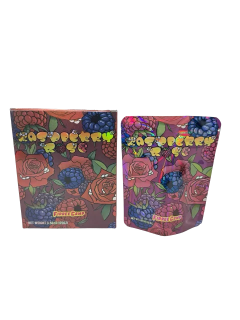 Raspberry Rose 3.5g Mylar Bags & Boxes Firree Camp
