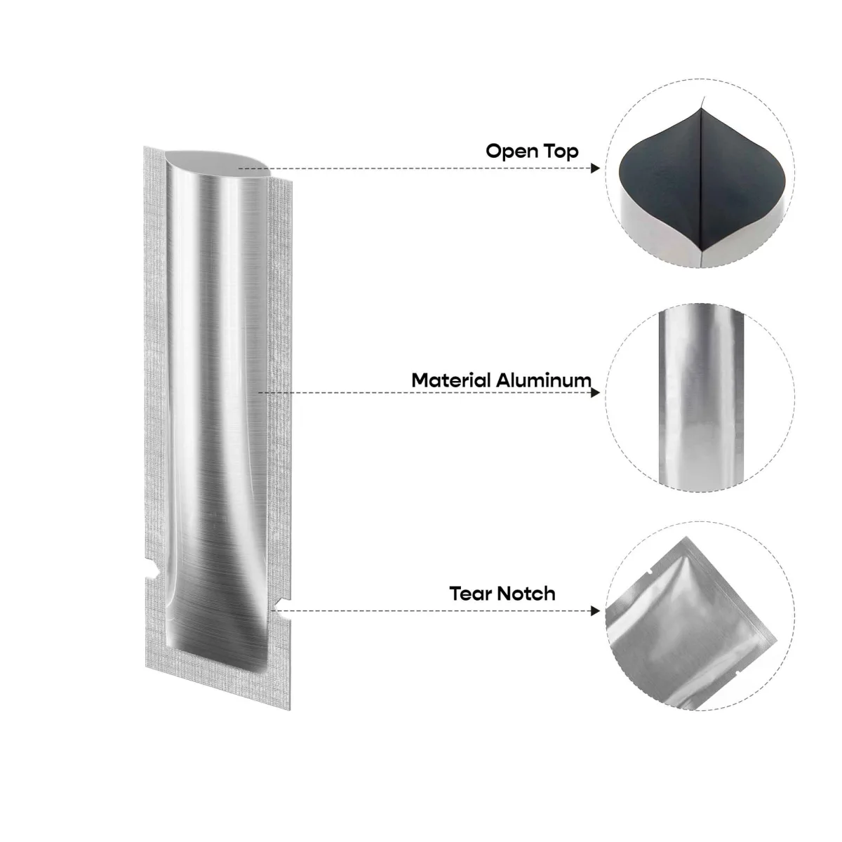 Custom Aluminum Open-Top Stick Pouch Custom Aluminum Open-Top Stick Pouch