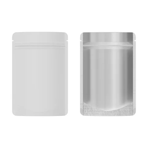 Off-White Metallic Mylar Stand-Up Bag with Rounded Corners