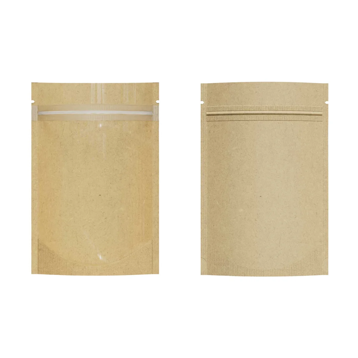 Custom Glossy Kraft Stand-Up Zipper Bag with Clear Panel Custom Glossy Kraft Stand-Up Zipper Bag with Clear Panel