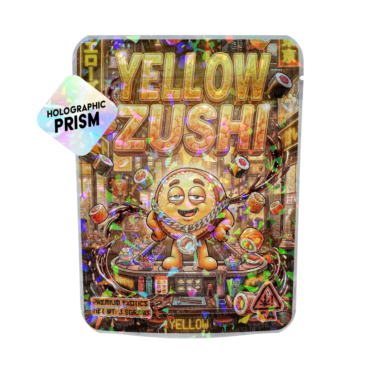 Yellow Zushi Mylar Sticker Packs Yellow Zushi Mylar Sticker Packs