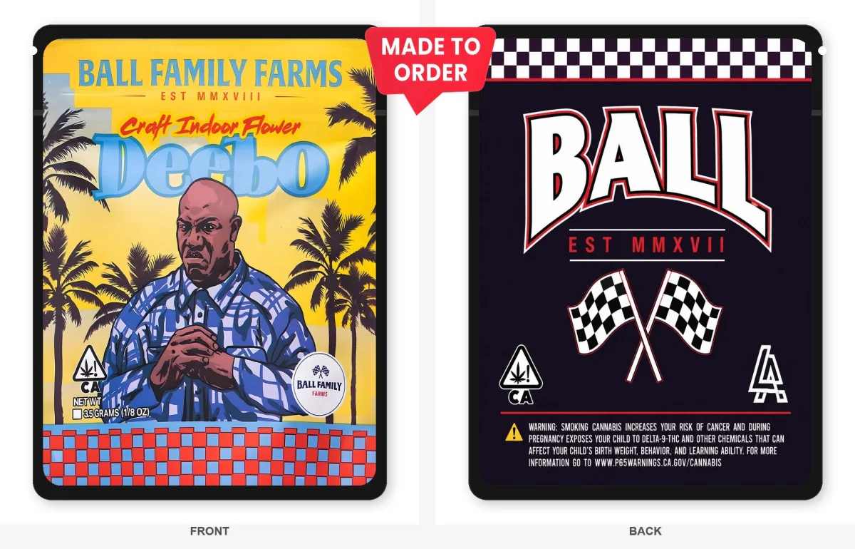 Deebo 3.5g Mylar Sticker Bags Ball Family Farms Deebo 3.5g Mylar Sticker Bags Ball Family Farms