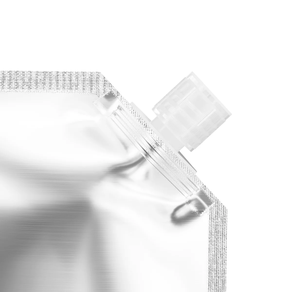 Glossy Silver Stand-Up Pouch with Corner Flip Cap Glossy Silver Stand-Up Pouch with Corner Flip Cap