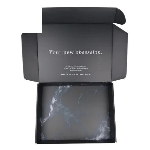 Black Recycled Shipping Box with Spot UV Logo