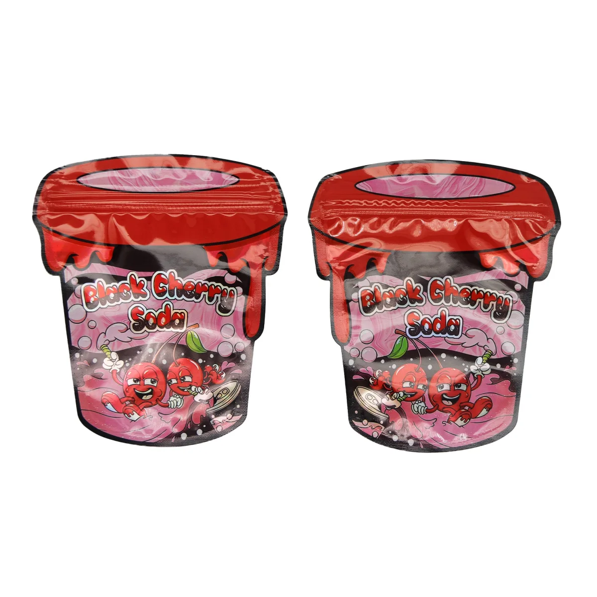 Black Cherry Cup Design Holographic Mylar Zipper Bag Black Cherry Cup Design Holographic Mylar Zipper Bag