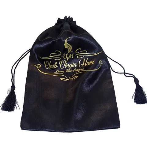Custom Satin Drawstring Bag for Hair Extensions
