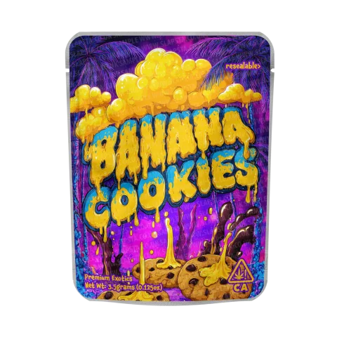 Banana Cookies Mylar Pouches Pre-Labeled