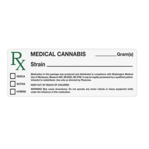 Washington Cannabis Rx Design Labels, 1000 Count