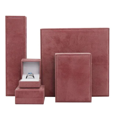 Pink Velvet-Finish Plastic Jewelry Box