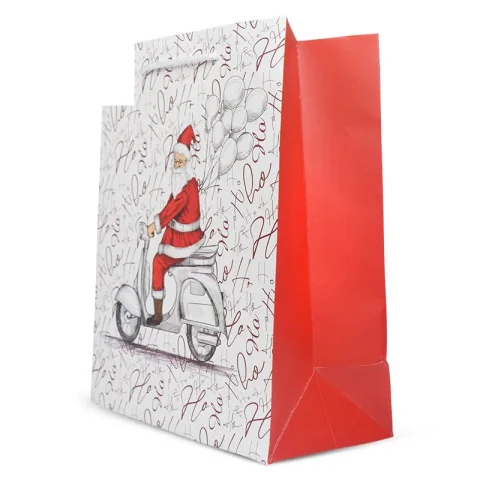 Custom White Art Paper Gift Bag with Ribbon Handles