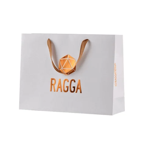 White Matte Paper Bag with Hot Foil Logo