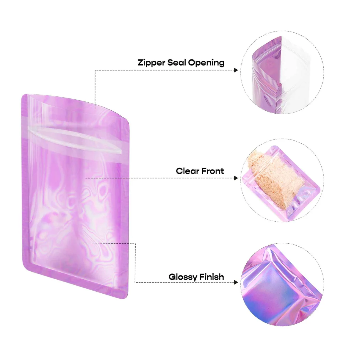 Custom Colored Mylar Flat Zipper Bag with Clear Front Custom Colored Mylar Flat Zipper Bag with Clear Front