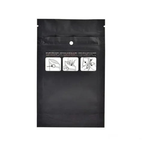 1/8 oz Black Child-Resistant Mylar Zipper Bag