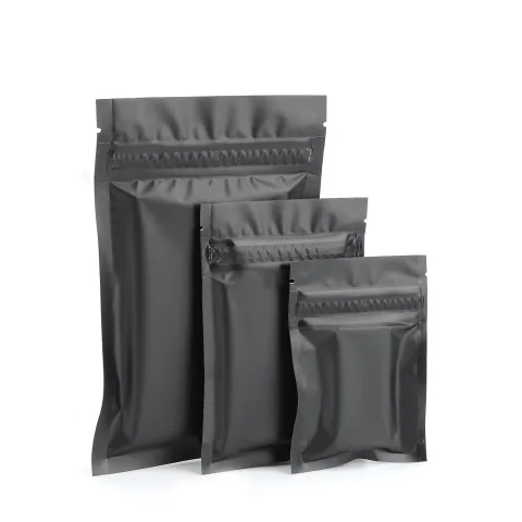 Matte Foggy Night Black Mylar Foil Flat Double Zipper Bags