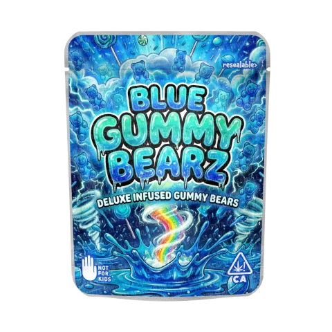 Blue Gummy Bearz Mylar Sticker Packs