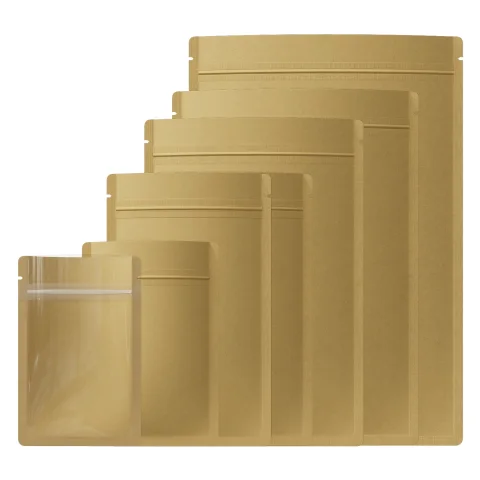 Brown Kraft Flat Zipper Bag with Non-Laminated Panel