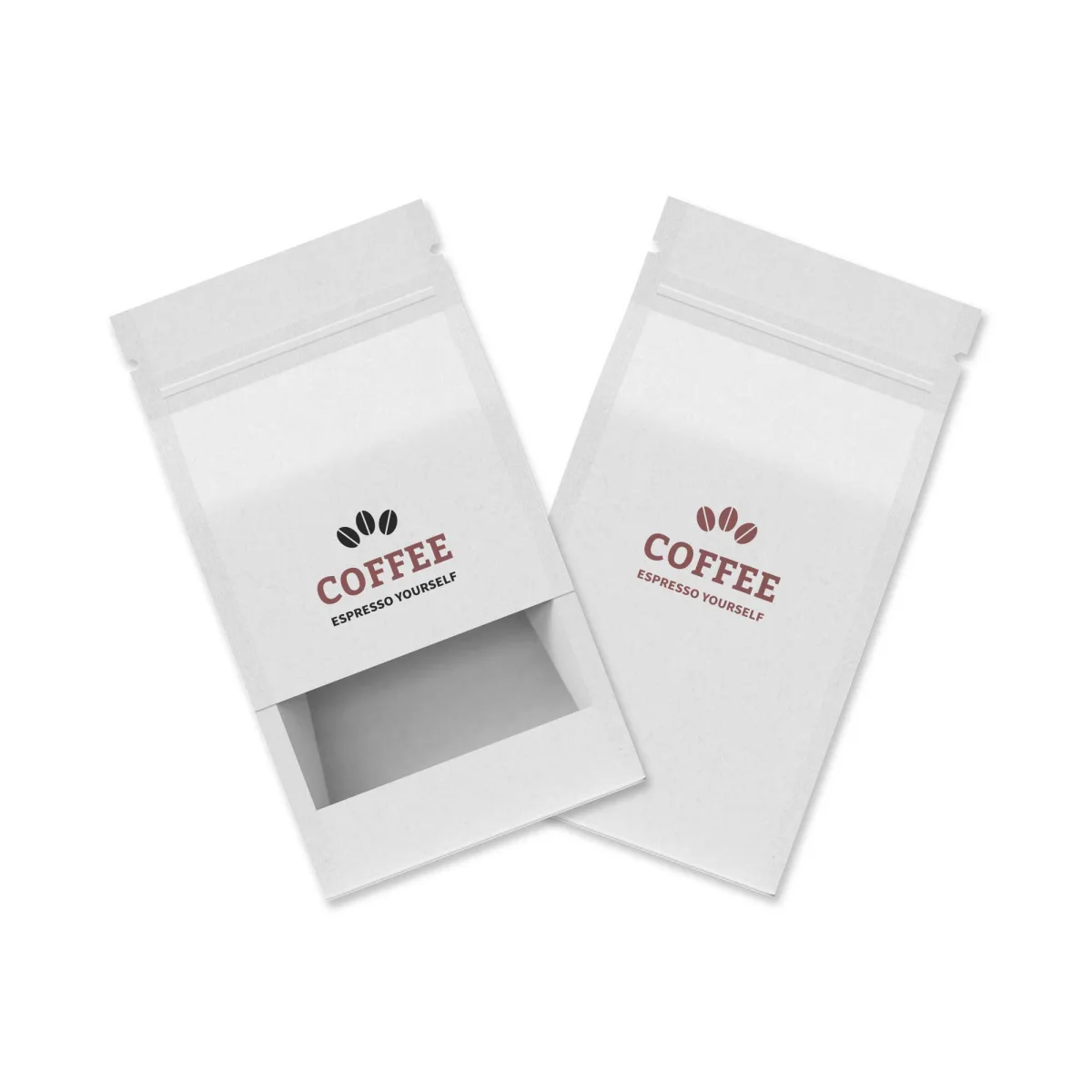 Custom White Kraft Paper Side-Gusset Bag with Window Custom White Kraft Paper Side-Gusset Bag with Window