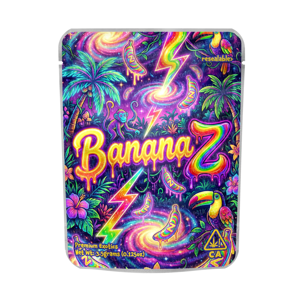 Banana Z Mylar Pouches Pre-Labeled Banana Z Mylar Pouches Pre-Labeled