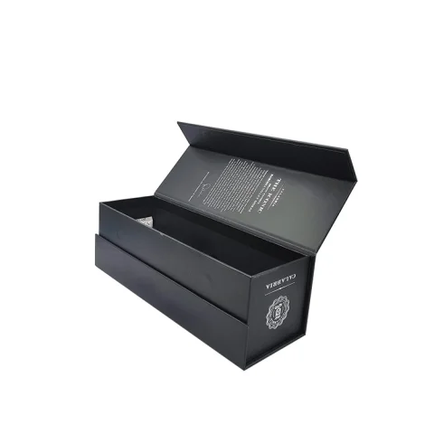 Book-Style Single-Bottle Wine Box with Silver Foil Logo