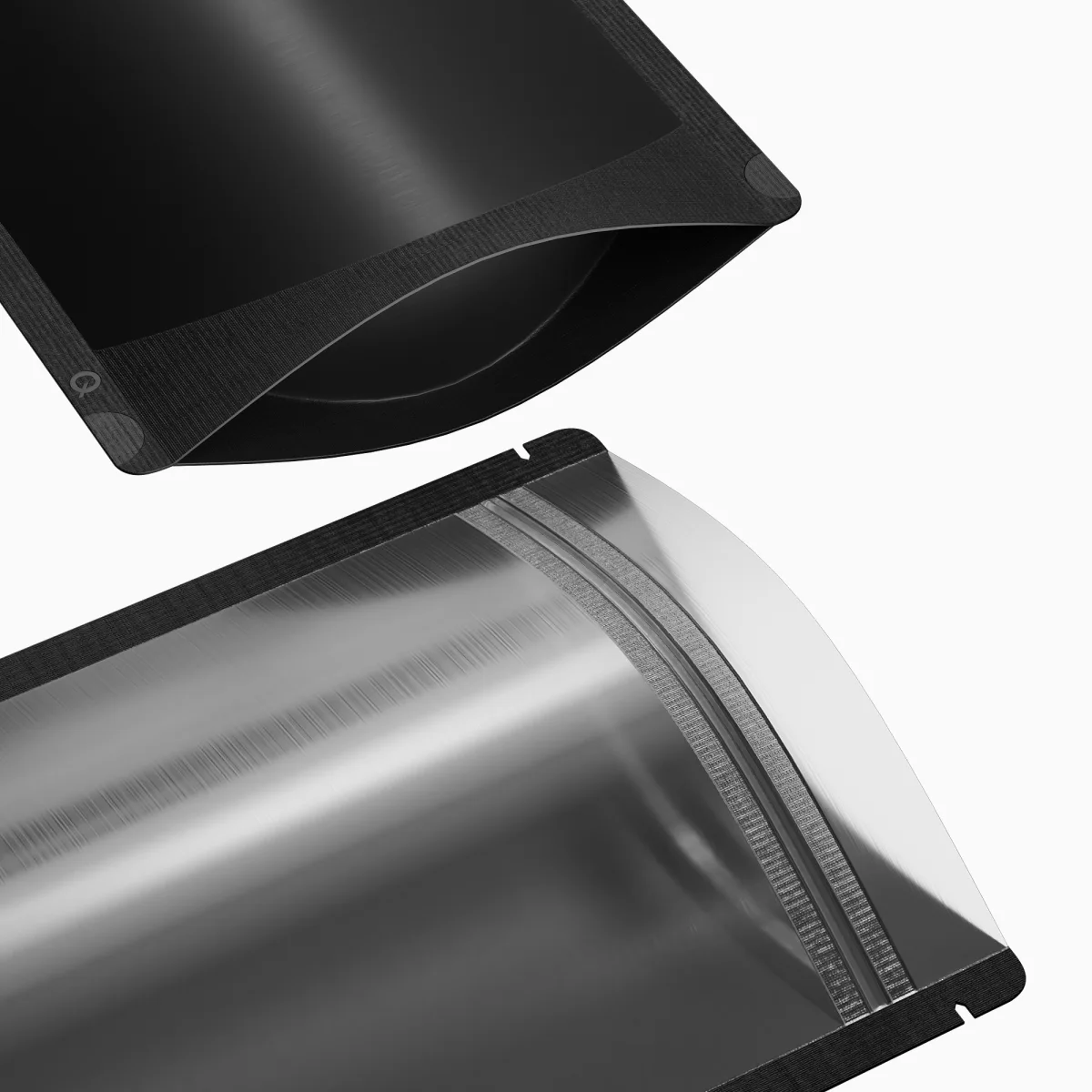 Matte Half Coal Black Plastic Stand-Up Bags with Rounded Matte Half Coal Black Plastic Stand-Up Bags with Rounded