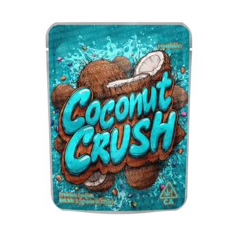 Coconut Crush Mylar Pouches Pre-Labeled