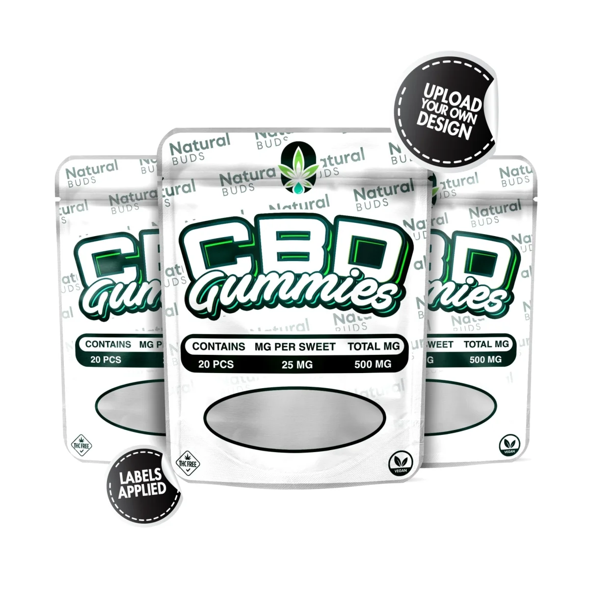Custom Round Edge 3.5g (1/8 Ounce) Mylar Sticker Bags
