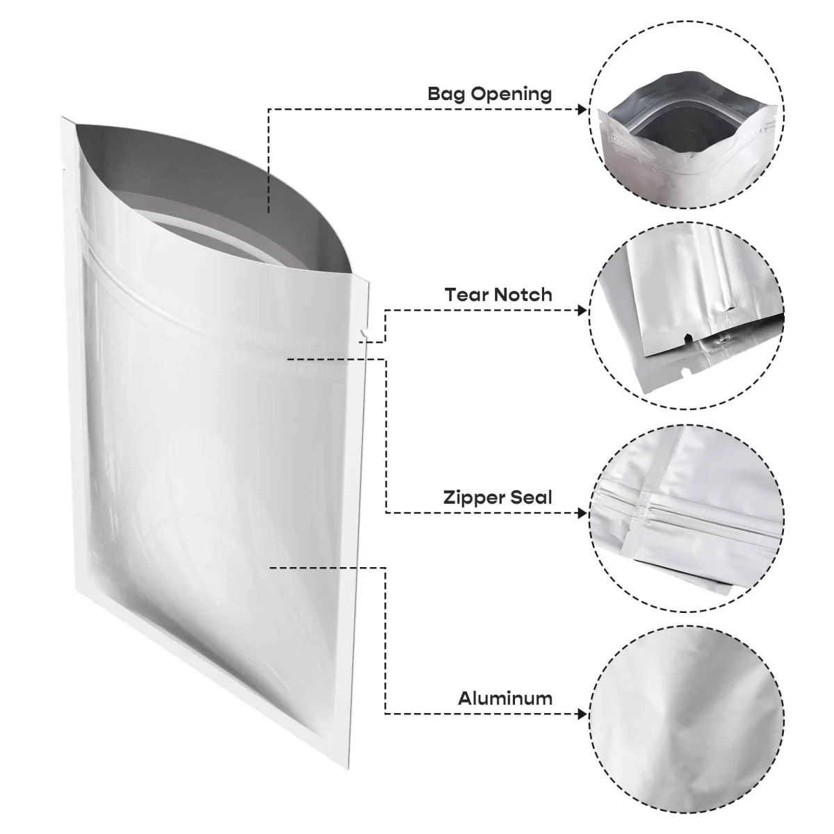 Customizable Heavy Duty Aluminum Foil Flat Zipper Seal Bags