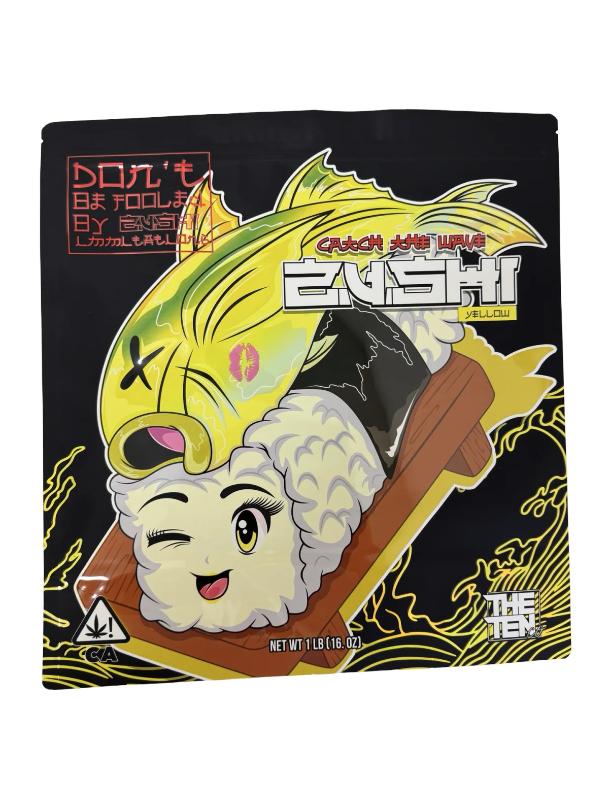 Yellow Zushi Mylar Bags 1 lb (Pound) The Ten Co Yellow Zushi Mylar Bags 1 lb (Pound) The Ten Co