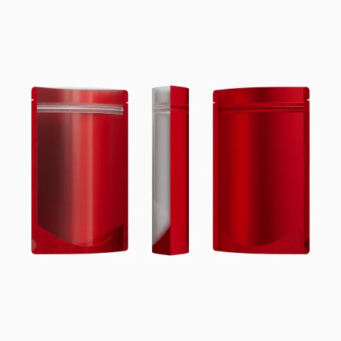 Matte Half Rose Red Translucent Plastic Stand-Up Bags