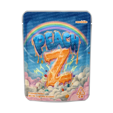 Peach Z Mylar Pouches Pre-Labeled
