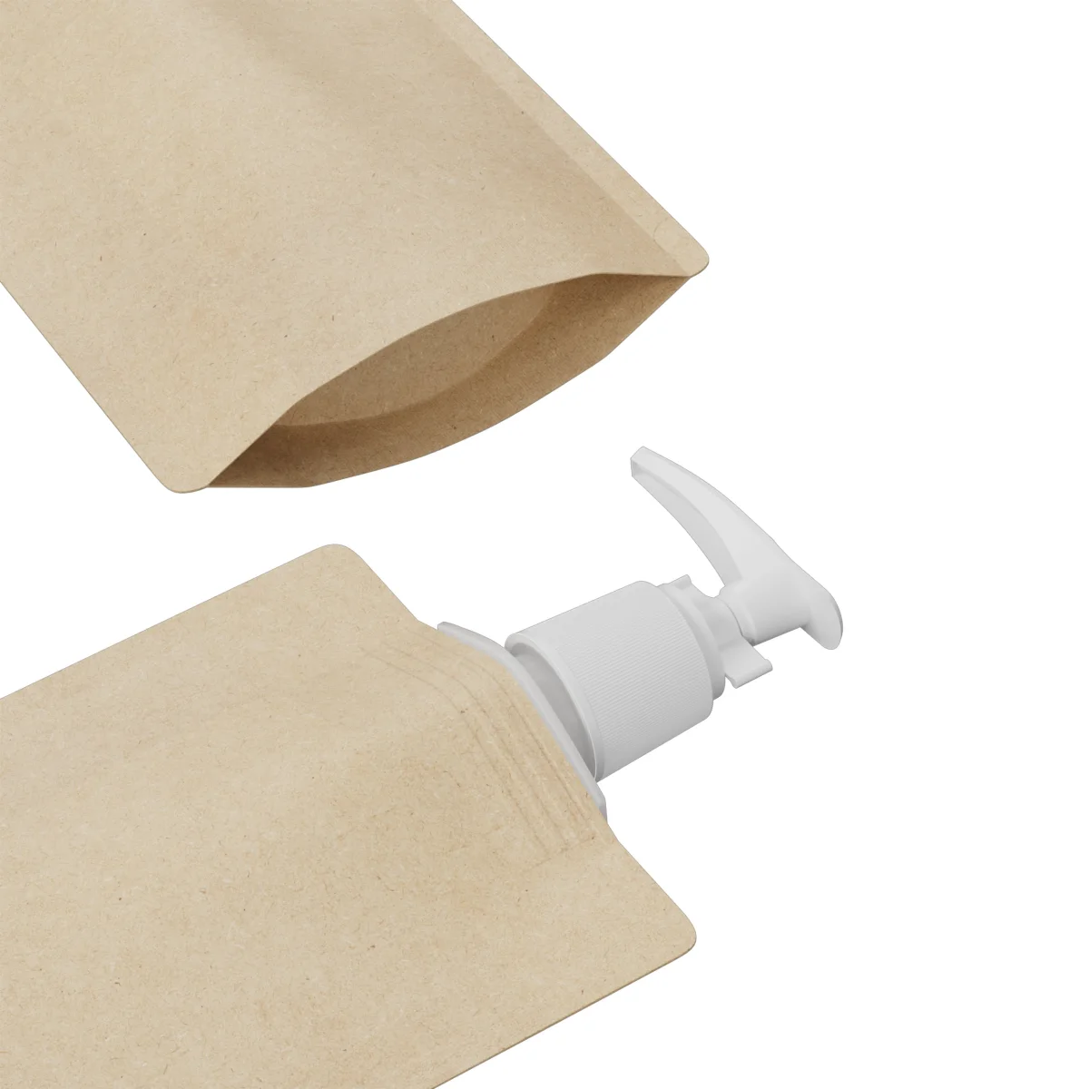 Brown Kraft Stand-Up Pouch with Pump Dispenser Brown Kraft Stand-Up Pouch with Pump Dispenser