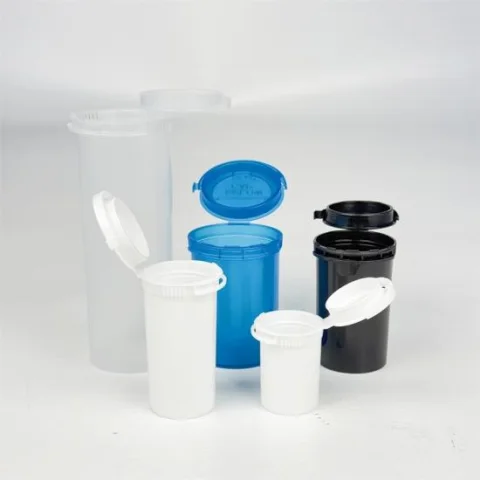 Tamper-Evident Hinged-Lid Plastic Vials, 6-60 Dram