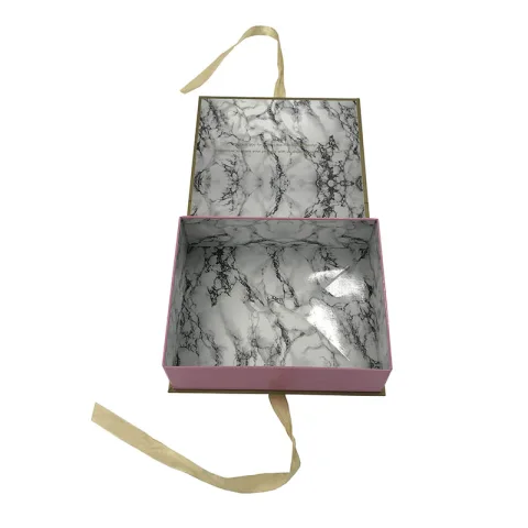 Marble-Pattern Folding Gift Box for Hair Extensions and Wigs