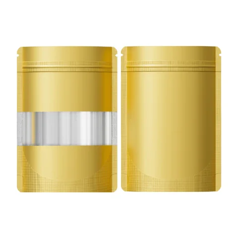 Matte Gold Mylar Stand-Up Bag with Frosted Window