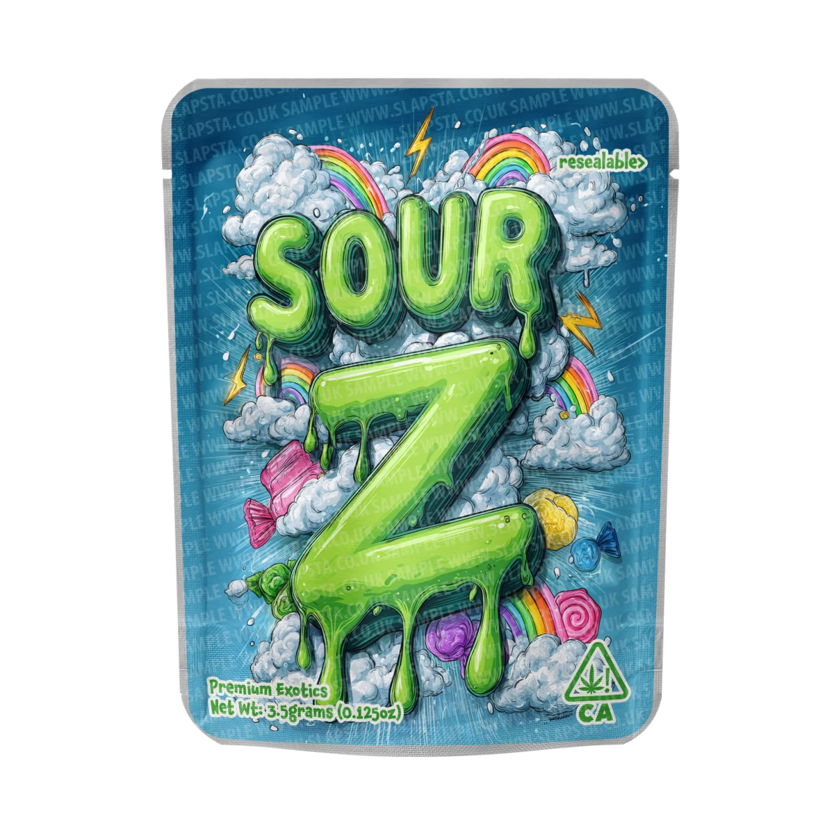 Sour Z Mylar Pouches Pre-Labeled Sour Z Mylar Pouches Pre-Labeled