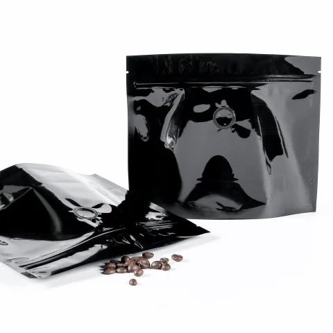 Glossy Black Horizontal Mylar Stand-Up Bag