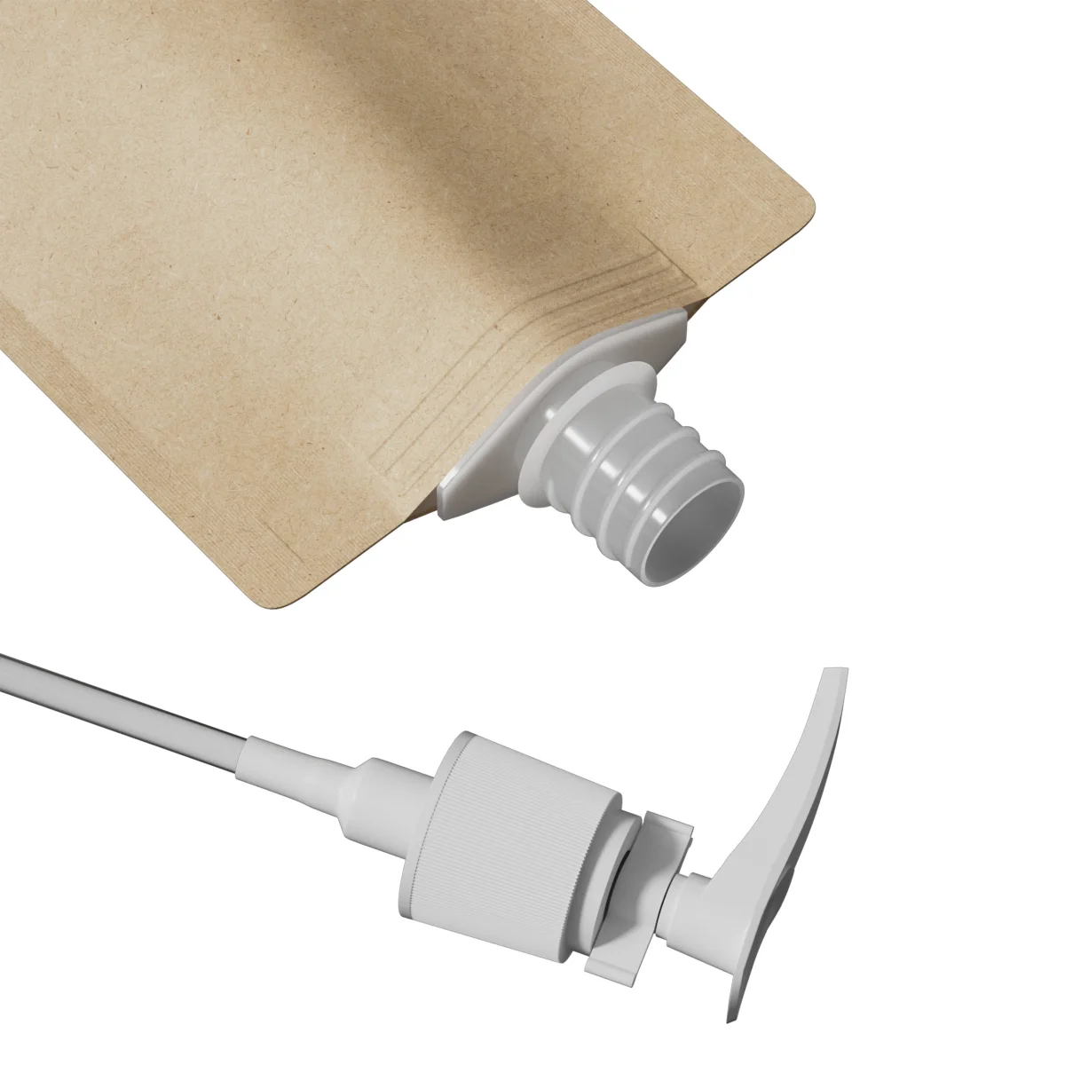 Brown Kraft Stand-Up Pouch with Pump Dispenser Brown Kraft Stand-Up Pouch with Pump Dispenser