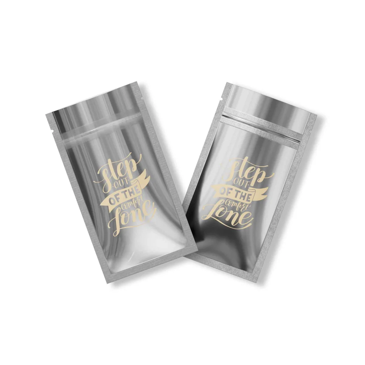Custom Silver Foil Flat Zipper Bag with Clear Front Custom Silver Foil Flat Zipper Bag with Clear Front