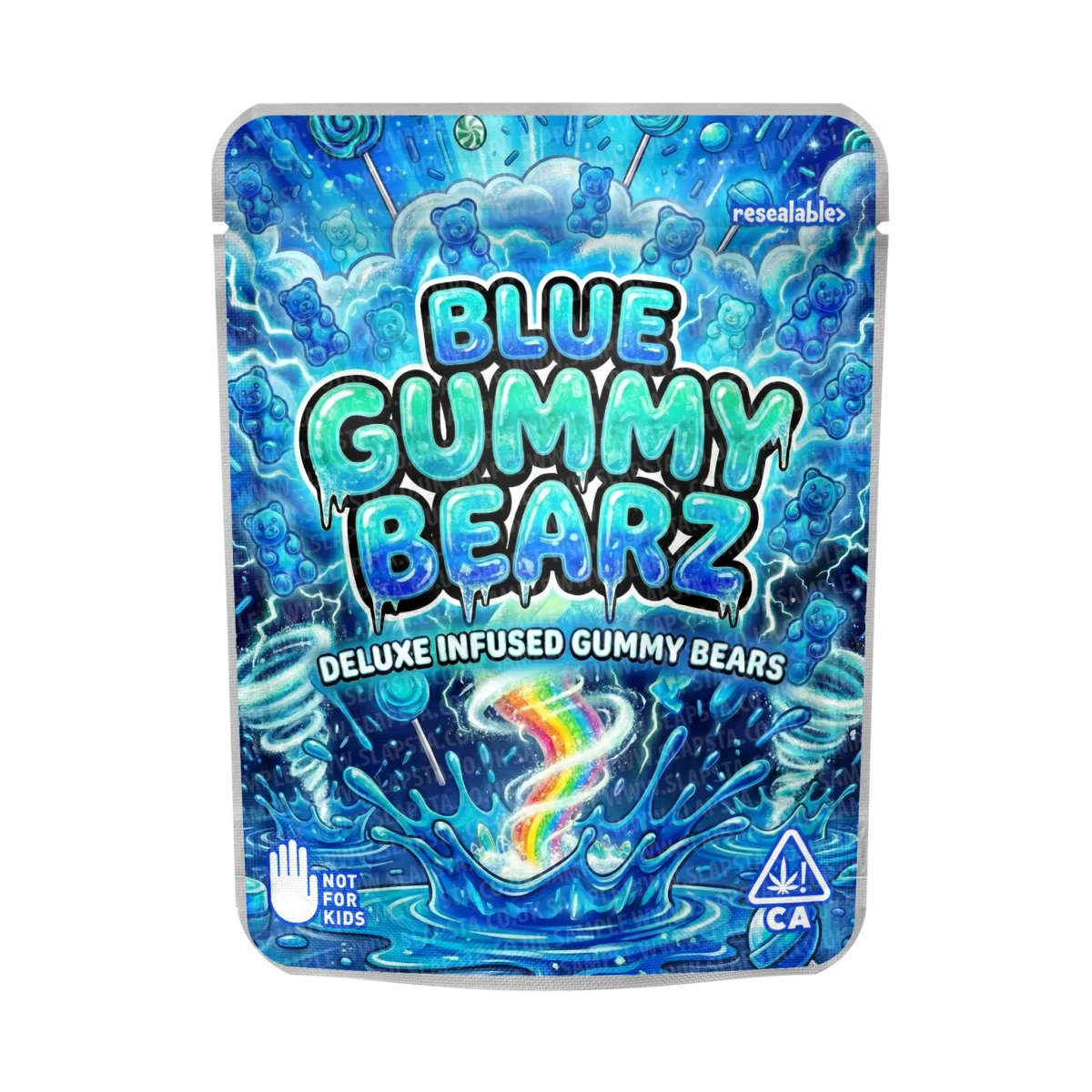 Blue Gummy Bearz Mylar Sticker Packs Blue Gummy Bearz Mylar Sticker Packs