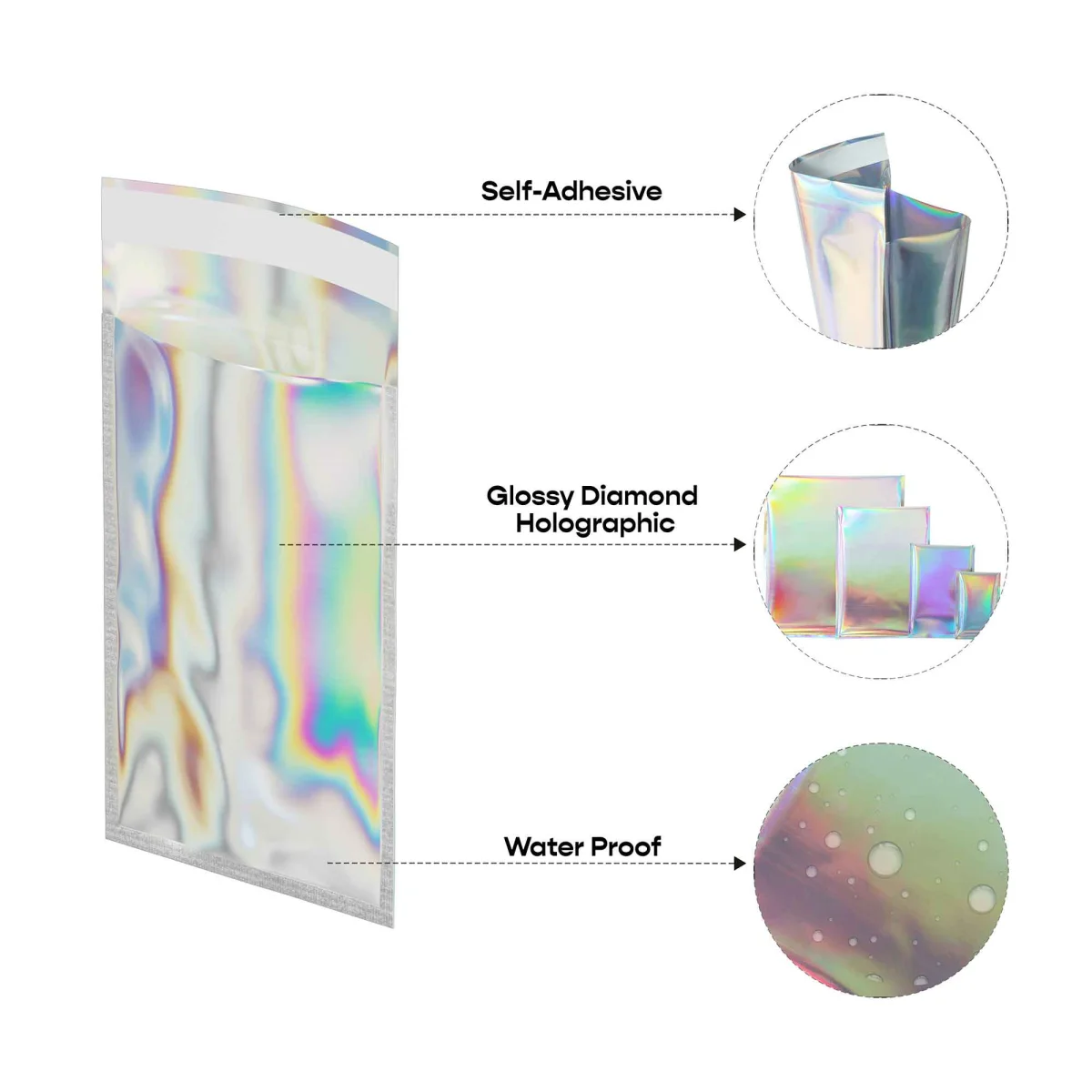 Customizable Glossy Diamond Holographic Self-Adhesive Mailer